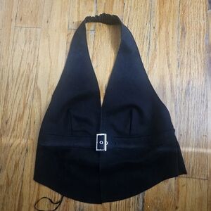 Black halter top with buckle detail